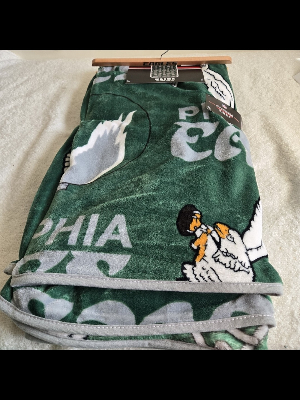 Philadelphia Eagles Vintage Logo Plush Throw Blanket 60x90 XXL NWT! Kelly Green